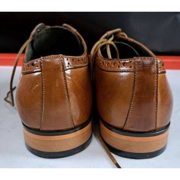 Men\'s Classic Brown & Tan Leather Wingtip Oxford Dress Shoes Size 8